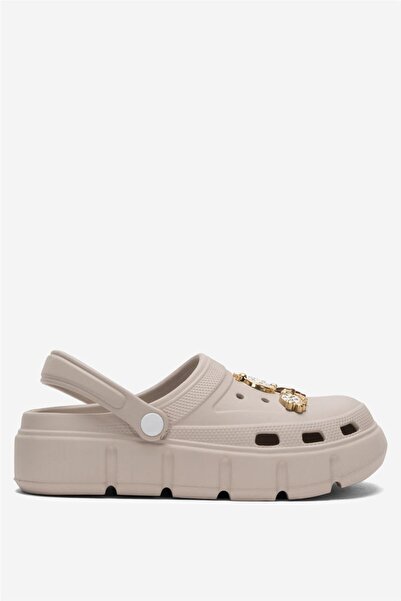 Liger Yüksek Taban Taşlı Comfort Kadın Sandalet VİZON