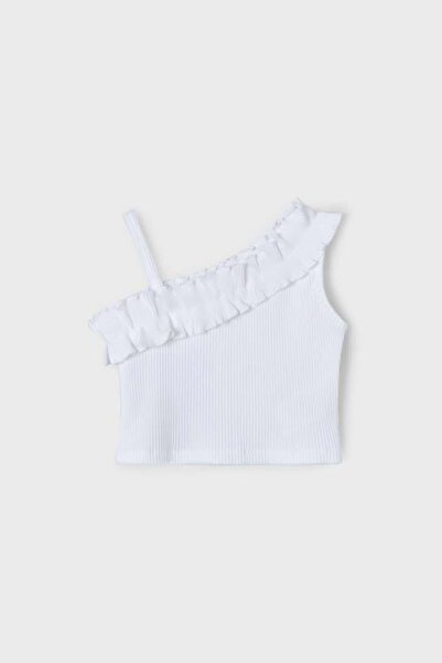 MAYORAL Badi cu un singur umăr cu volane - alb