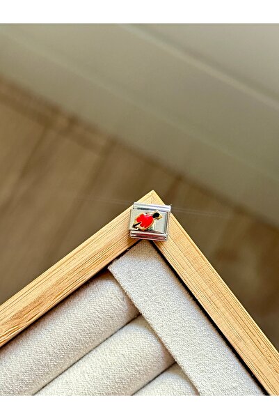 YOUES JEWELRY Italian Unisex 9mm Stainless Steel Charm - Red Heart, Planted Link