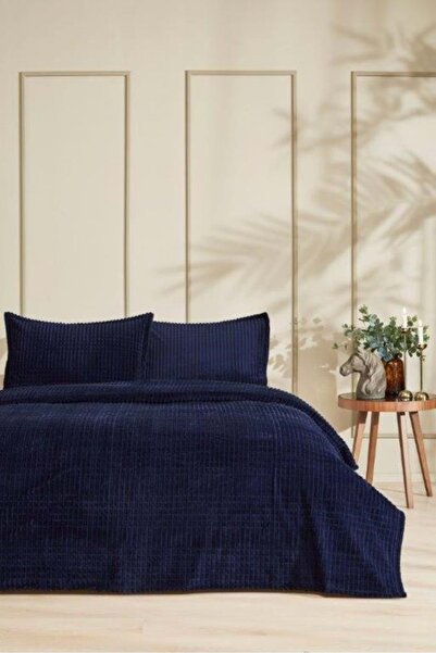 Merinos Modern Line Tek Kişilik Battaniye Seti (150X220)-lacivert