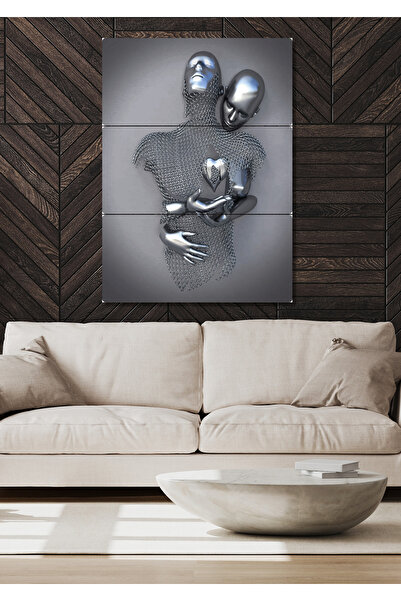 NT Handmade 3 Parça Sevgililer Duvar Dekoru Salon Oturma Yatak Odası Ofis Antre için Tablo Seti