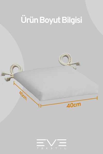 Eve Tekstil Garden - Living Room - Balcony Zippered Linkable Washable Bottom Chair Cushion 2 Pieces
