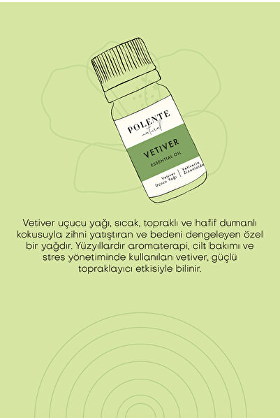 Polente Natural Vetiver Uçucu Yağı (5 ml)