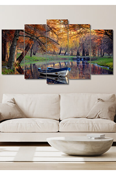 NT Handmade 5 Parça Kayık ve Dere Duvar Dekoru Salon Oturma Yatak Odası Ofis ...