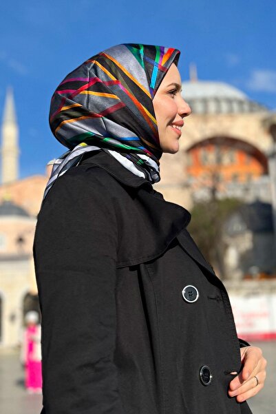 Armine Sport Eşarp - 8843P-07 - Tivil - Renkli Çizgi Deseni