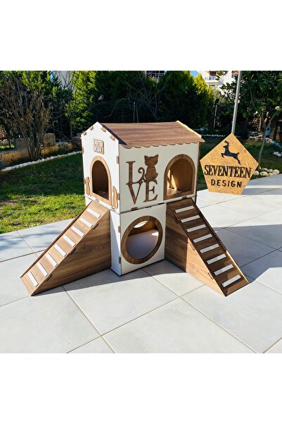 seventeen design Küçük Kedi Evi, Küçük Kedi Yatağı, İki Katlı Kedi Evi, Küçük Kedi Yuvası, Kedi Oyun Alanı