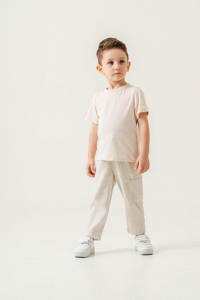 Magu Boys' 3 Piece Set – Striped Jacket, Linen Pants and Basic T-Shirt