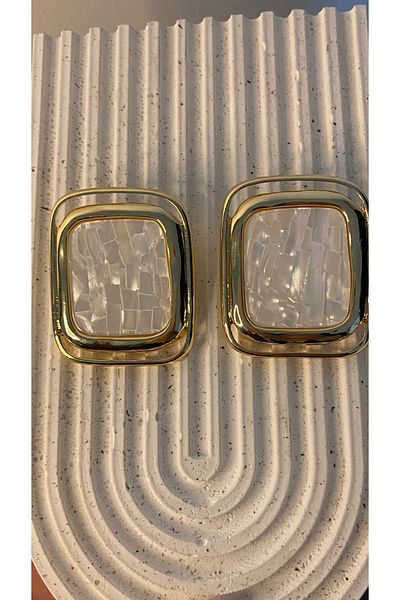 luxyansımalar Gold Square Earrings