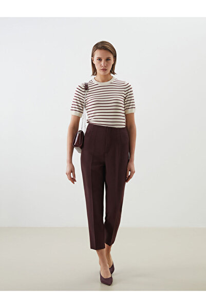 LC Waikiki Brown High Waist Carrot Cut Women's Pleated Trousers