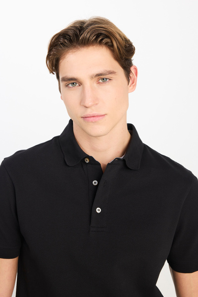 Lee Μπλουζάκι με κανονική εφαρμογή κανονικής κοπής μαύρο βαμβακερό γιακά πόλο