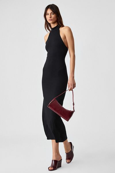 GRIMELANGE Jojose Women's Turtleneck Sleeveless Regular Black Dress