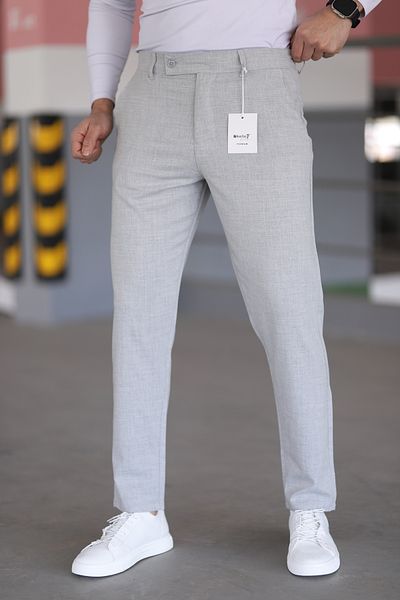 hello7 Men's Light Grayquality Lycra Italian Cut Suitable for Every Environment Stylish and Comfortable Short Tongue Fabric Trousers