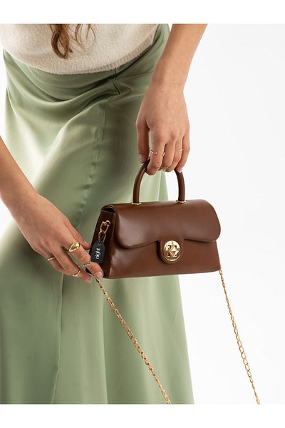 Night Geantă de mână și de umăr pentru femei Victoria Model Tan Leather