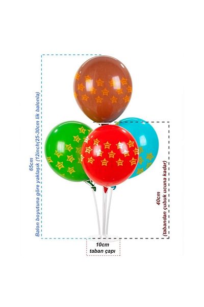 asöy Balloon Stand 1 Piece Table Top Balloon Stand 4 Pieces 40 cm