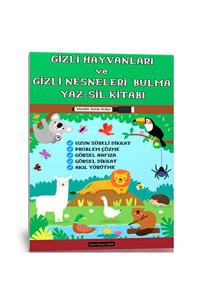 Enine Boyuna Eğitim Gizli Hayvanları ve Gizli Nesneleri Bulma YAZ-SİL Kitabı