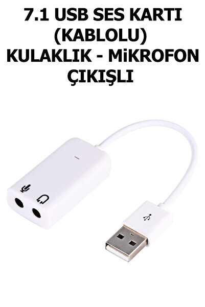 Plus Bilişim Usb Ses Kartı Kablolu 3.5mm Uyumlu Kulaklık ve Mikrofon Çıkışlı, Usb Card, Usb Ses Harici 7.1 Kanal