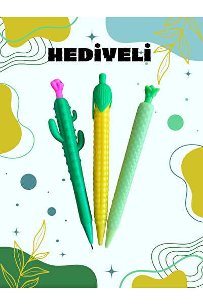 ÖZ OFİS Mısır Kaktüs Ananas 0.7 3'lü Kalem Seti