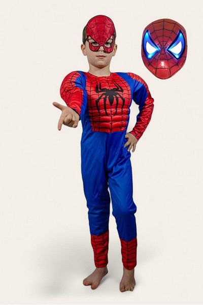 SEDİRLİ Superhero Muscular Lighted Masked Spider Child Man Birthday Party Spider Muscular Costume
