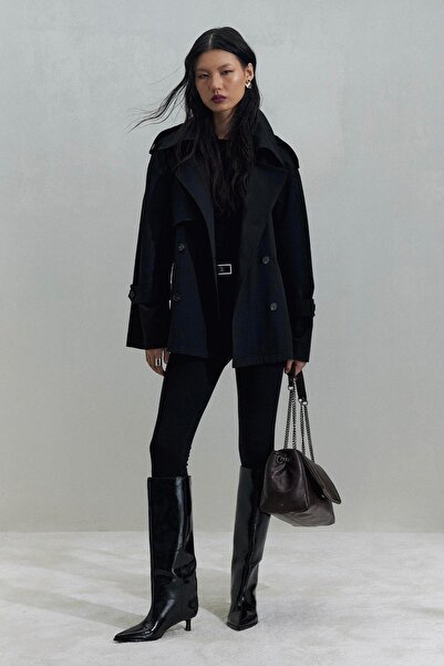 Suud Collection Black Jasmin Short Trench Coat