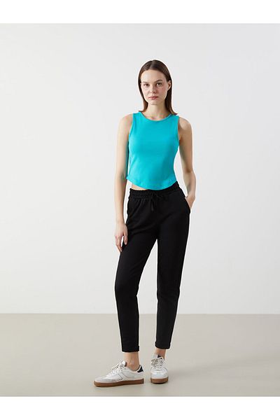LC Waikiki Pantaloni de trening pentru femei, din bumbac, cu croială dreaptă, cu talie elastică