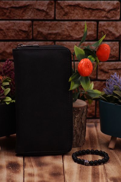 Ozka Leather Collection Unisex Long Leather Card Holder Wallet - Portfolio with Phone Compartment & Bracelet Gift