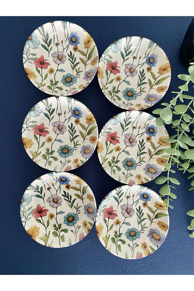 VENÜS HOME DECORATION Flora 6-Piece Round Snack Bowl and Jam Bowl