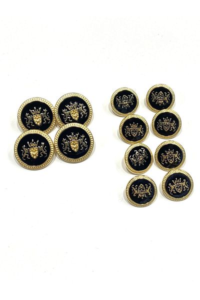karantuhafiye Blazer Jacket Button Set – Double Lion Model (4+8 Set) Gold Black