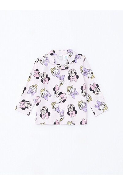 LC Waikiki LCWK Polo Yaka Uzun Kollu Minnie Mouse Baskılı Kız Bebek Pijama Takım