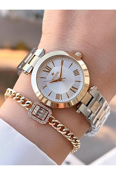 Wesse سوار مع تقويم سلك فولاذي 5 Atm مقاومة للماء للنساء BYW.1139.03