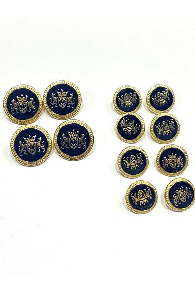 karantuhafiye Double Lion Model Blazer Jacket Set Gold Navy Blue (4+8 Set)