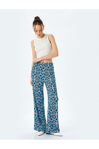 Koton Nou sezon Pantaloni largi cu talie înaltă cu imprimeu Wrap