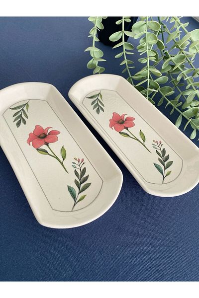 VENÜS HOME DECORATION Flora 2 Oval Breakfast Presentation Plates