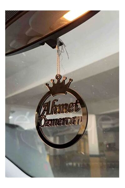 estölye Kişiye Özel İsimli Araç Dikiz Ayna Süsü Gold