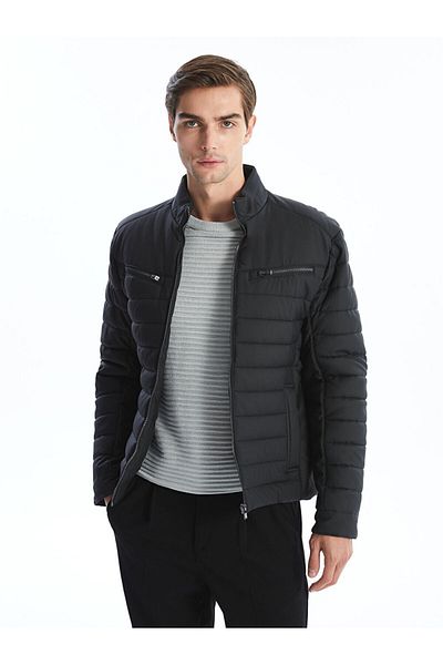 LC Waikiki Palton din piele pentru bărbați, slim cu guler ridicat - W40231Z8
