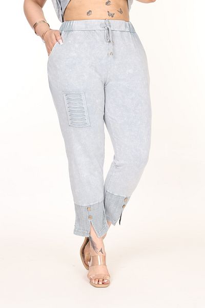 özle fashion Large Size Design Trousers with Button Detail on the Leg