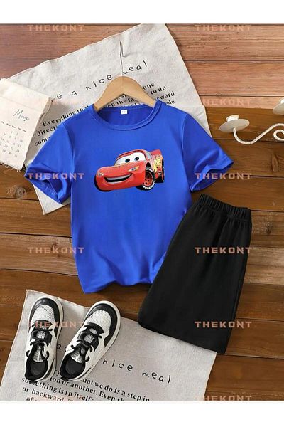 THEKONT Lightning Mcqueen Printed Children's Shorts-Tshirt Bottom-Top Summer Set