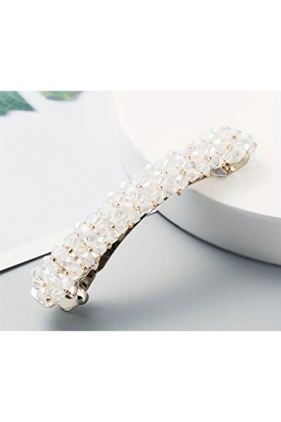 chibi White Shiny Beadwork Clip Buckle - 1 Piece