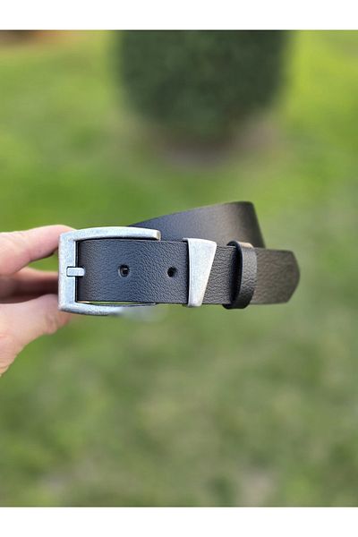 Kemerix 100% Genuine Leather Tin Finish Buckle 3.2 cm Black-Tan 2-Piece Belt Set