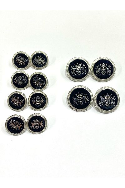 karantuhafiye Silver Black Blazer Jacket Suit - Double Lion Model (4+8 Set)