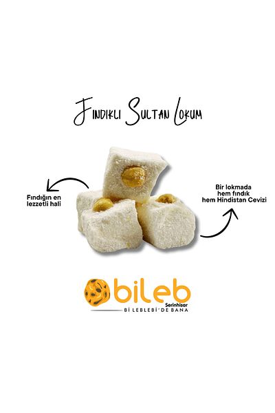 bileb serinhisar bi leblebi'de bana Lokum with Hazelnuts and Coconut Powder 1 kg