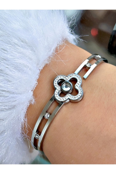 Tisaati Premium Series Luxury Stone Clover Model Special Design Stainless and Tarnish Free Steel Bracelet