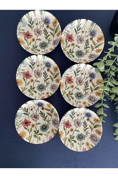 VENÜS HOME DECORATION Flora 6-Piece Round Snack Bowl and Jam Bowl