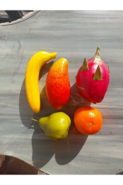 lolipophobi Gerçek Görünümlü Yapay Meyve Seti – 5 Parça Dekoratif Meyve Tropi...