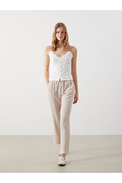 LC Waikiki Women's Linen Blended Pants with Elastic Waist