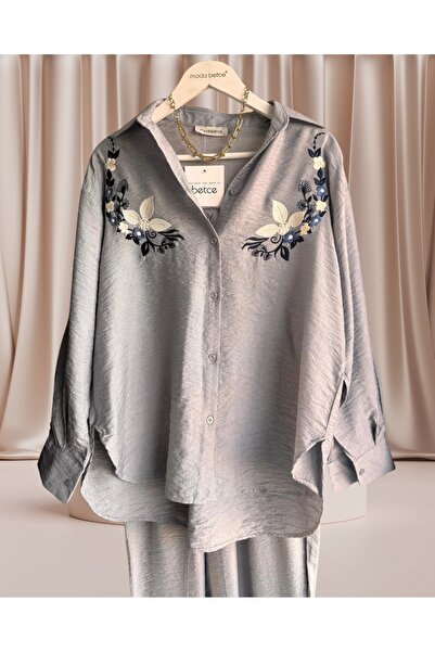 Çağlam moda Keten Nakışlı Takım