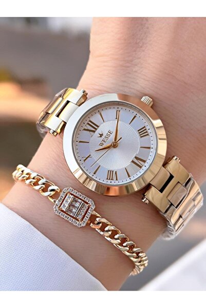 Wesse Çelik Kordon Takvimli Kadran 5 Atm Suya Dayanıklı Kadın Kol Saati+Bilek...