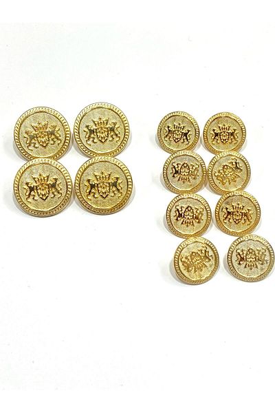 karantuhafiye Blazer Jacket Button Set - Double Lion Model (4+8 Set) Gold
