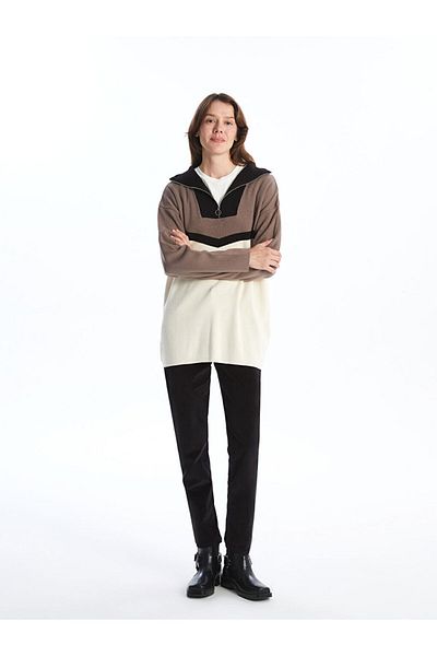 LC Waikiki Tunica de dama tricotaje cu guler bloc de culoare