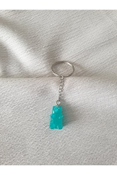 LuArte سلسلة مفاتيح على شكل دمية دب من الإيبوكسي باللون الفيروزي