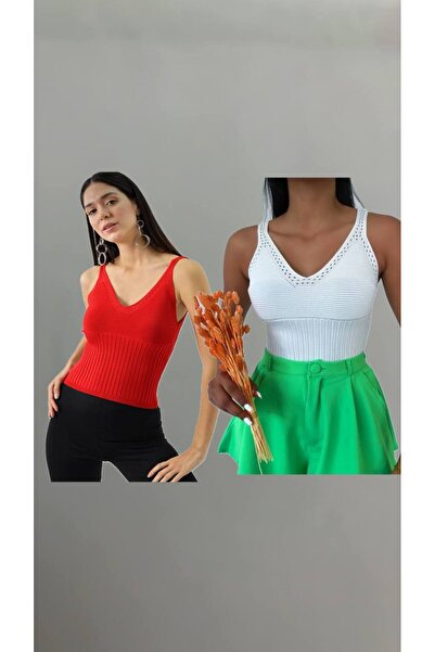 By Kuzey Aras Літня блуза з V-подібним вирізом, в'язана з фігурними нитками, ...